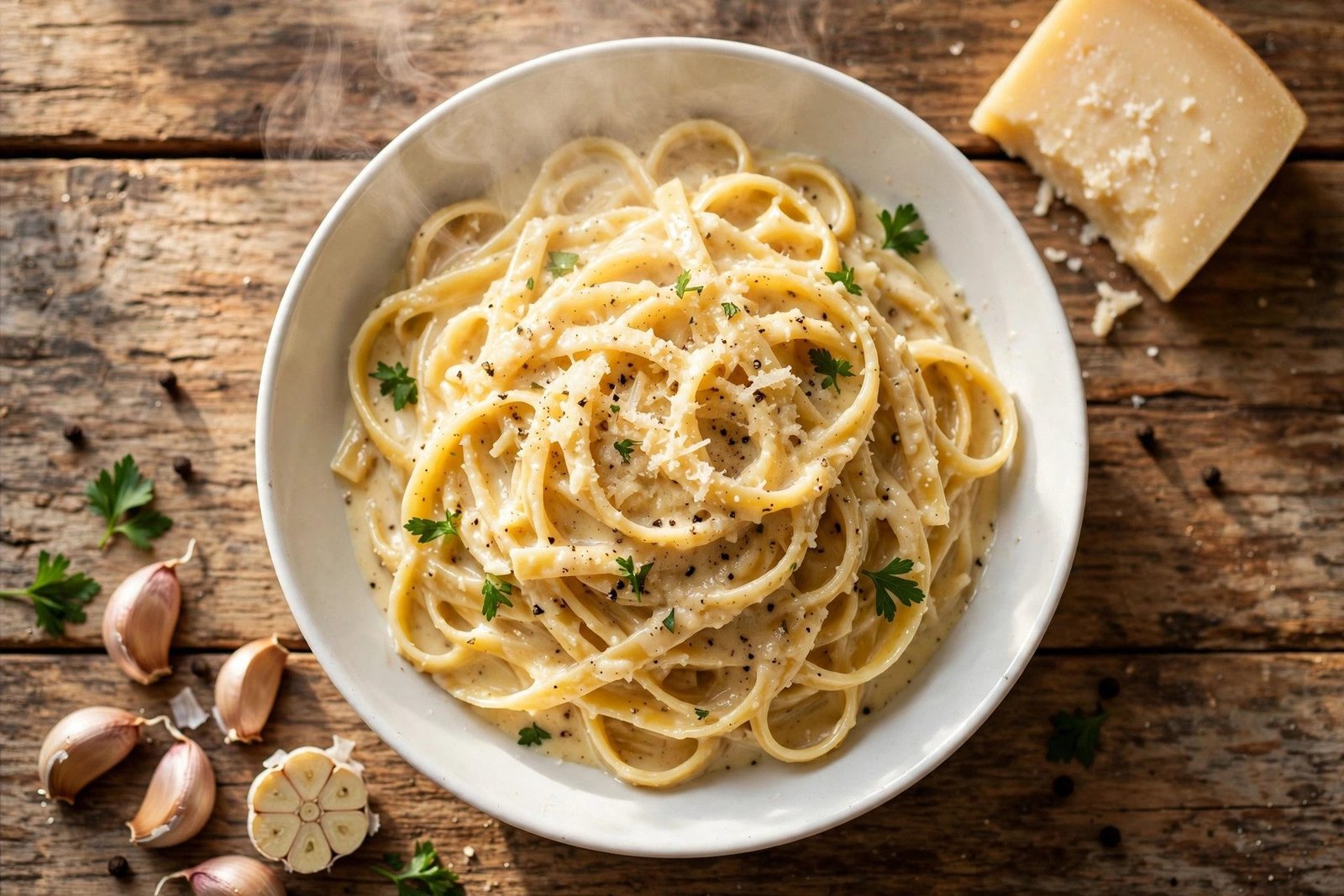 Creamy Garlic Parmesan Pasta (15 Minutes)
